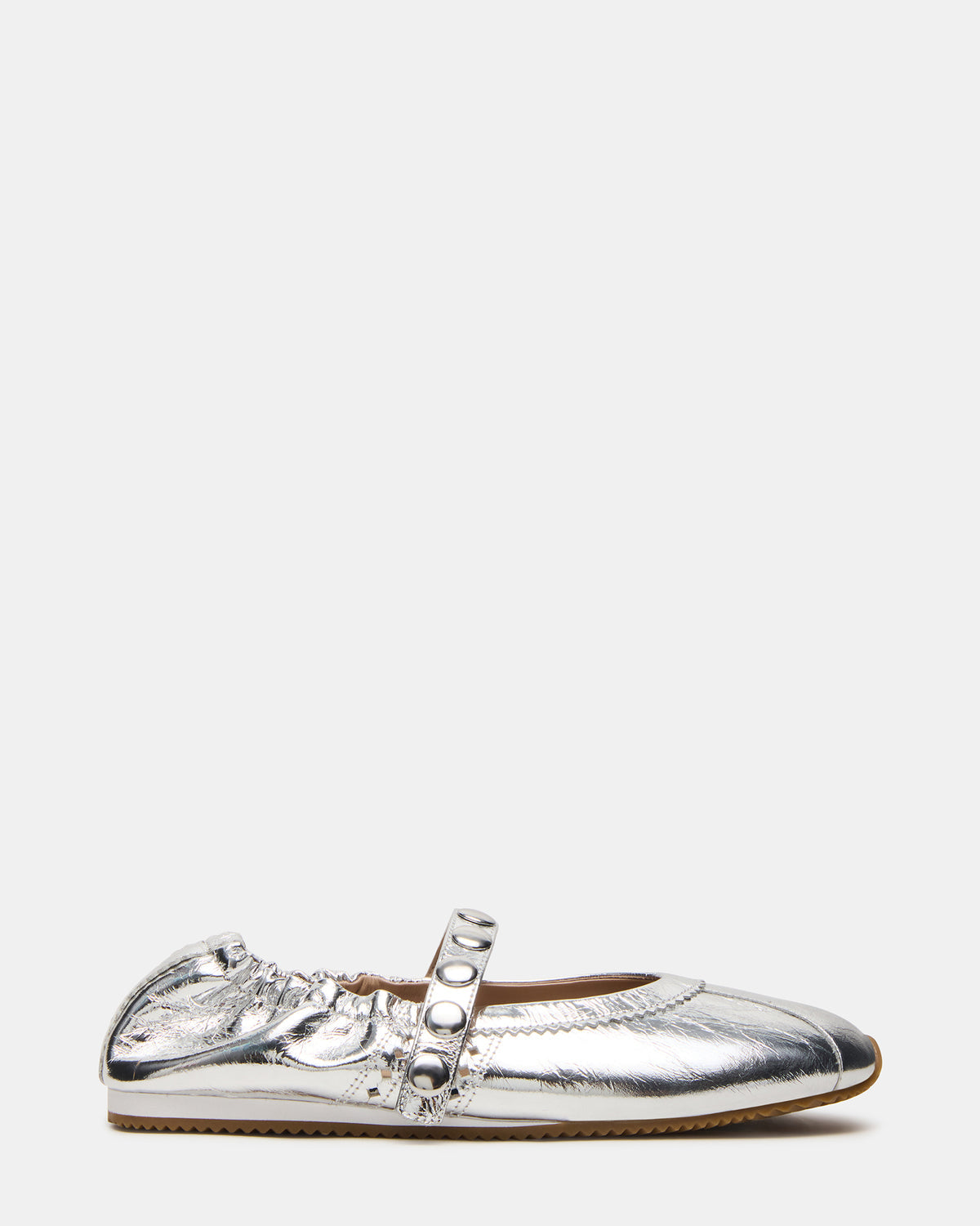ANAYA Silver Leather Studs Mary Jane Ballet Women's Flat | Steve Madden