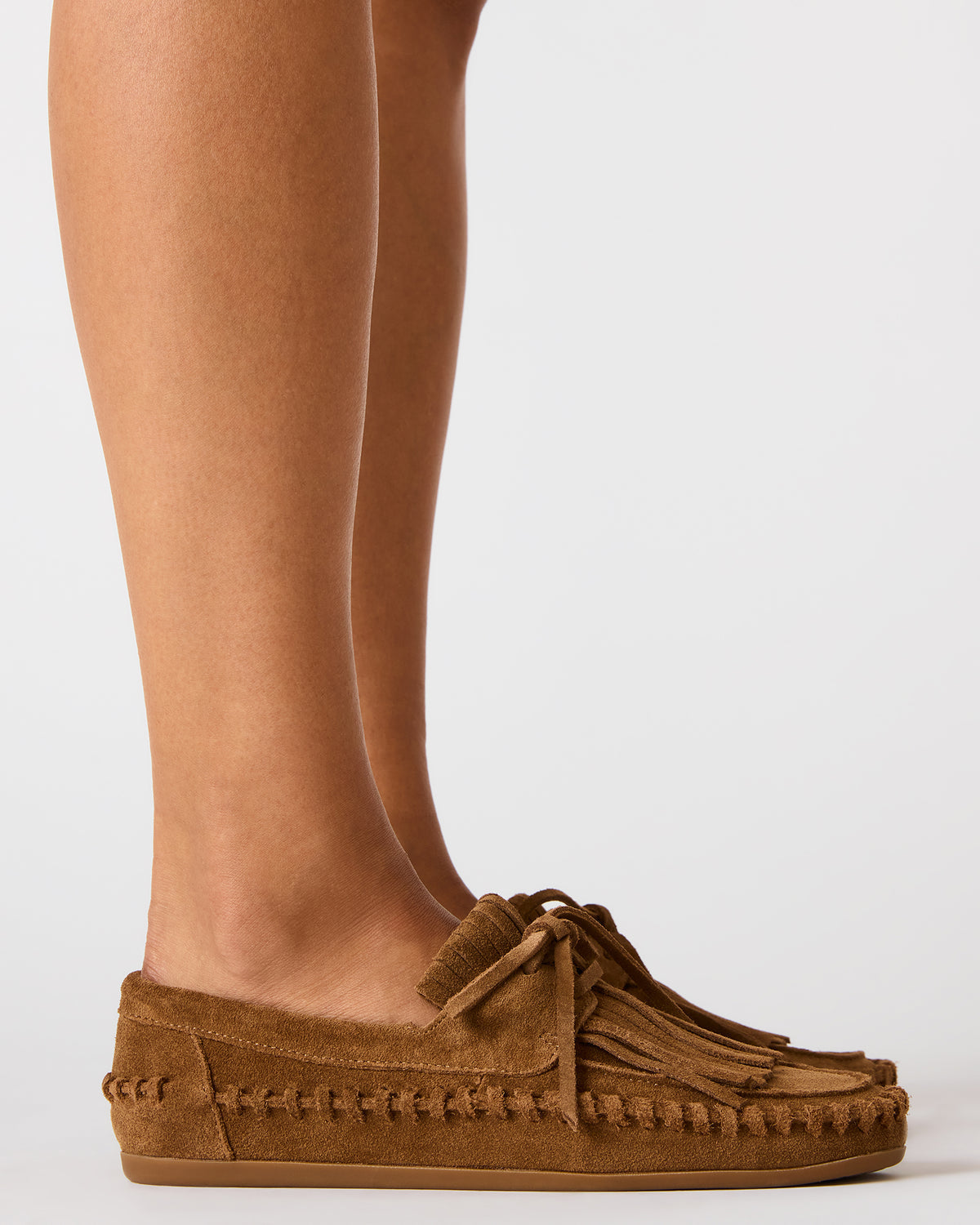 SAMUAL Black Distressed Fringe Boat Women's Loafer | Steve Madden