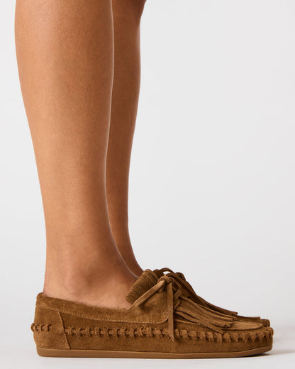 SAMUAL Black Distressed Fringe Boat Women's Loafer | Steve Madden