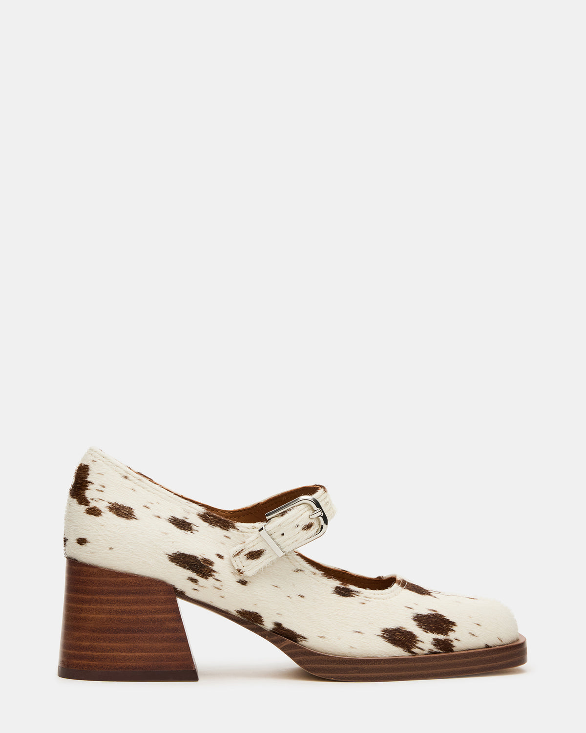 LISBON Brown Cow Print Square-Toe Mary Jane Women's Loafer | Steve Madden