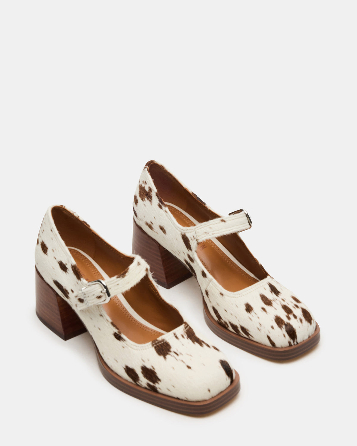 LISBON Brown Cow Print Square-Toe Mary Jane Women's Loafer | Steve Madden