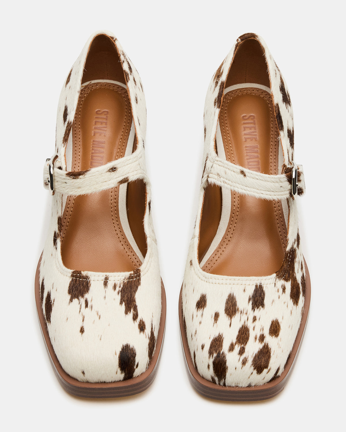 LISBON Brown Cow Print Square-Toe Mary Jane Women's Loafer | Steve Madden