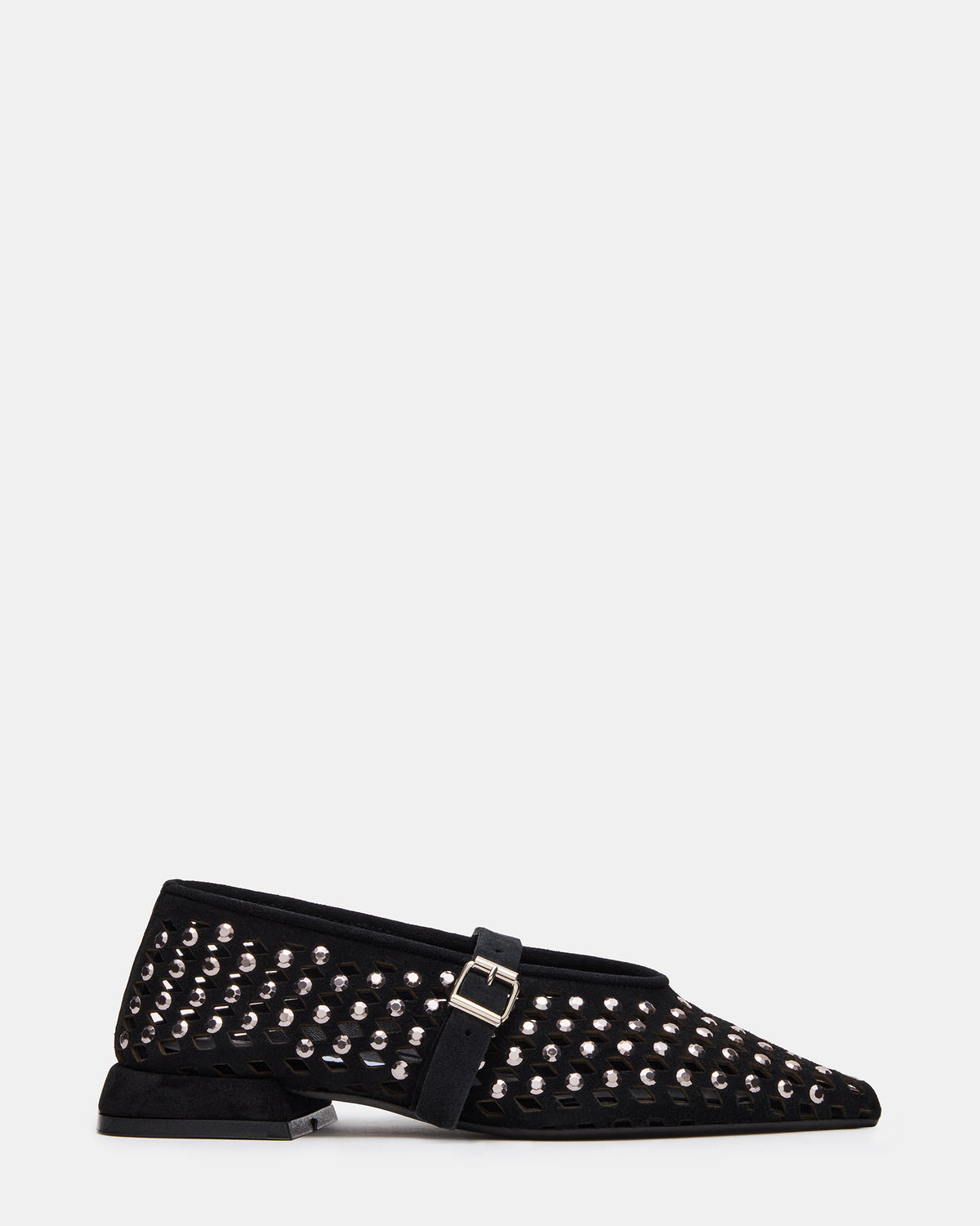 NICO Black Suede Women's Pointed-Toe Mary Jane Flat | Steve Madden