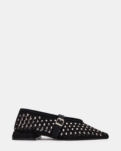 NICO Black Suede Women's Pointed-Toe Mary Jane Flat | Steve Madden