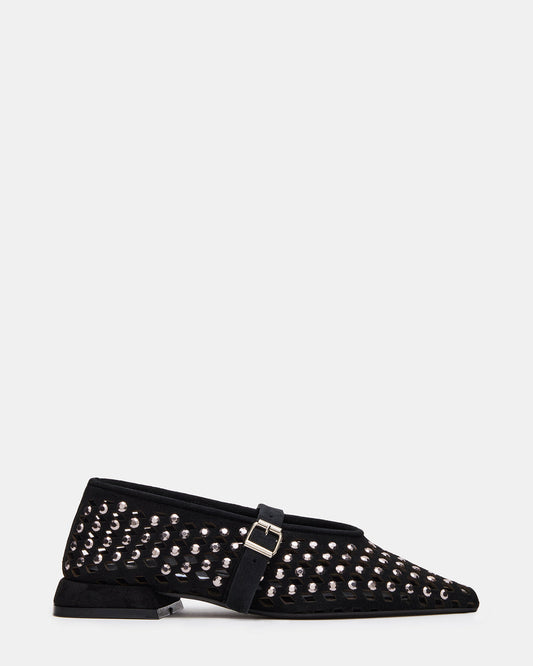 NICO Black Suede Women's Pointed-Toe Mary Jane Flat | Steve Madden