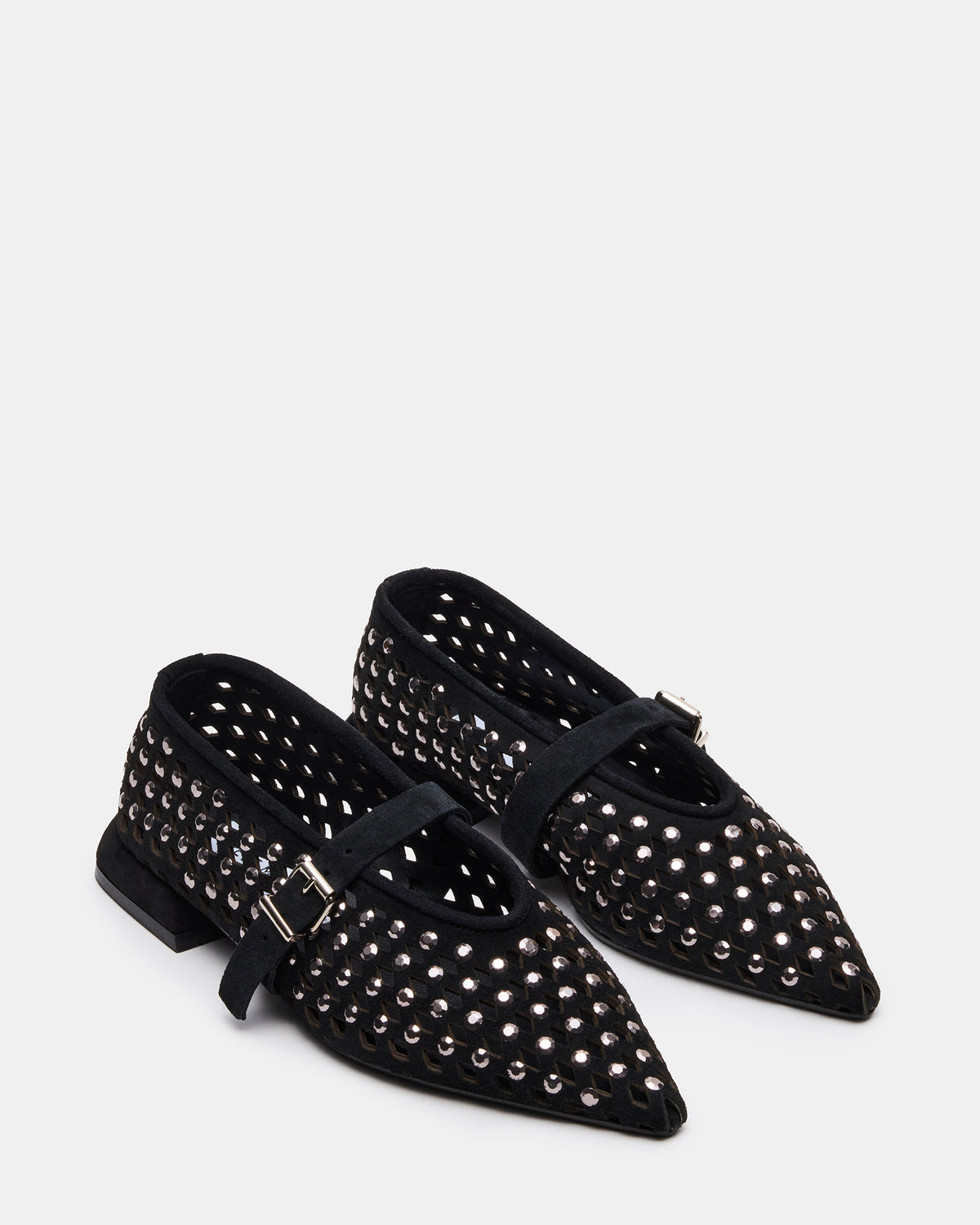 NICO Black Suede Women's Pointed-Toe Mary Jane Flat | Steve Madden