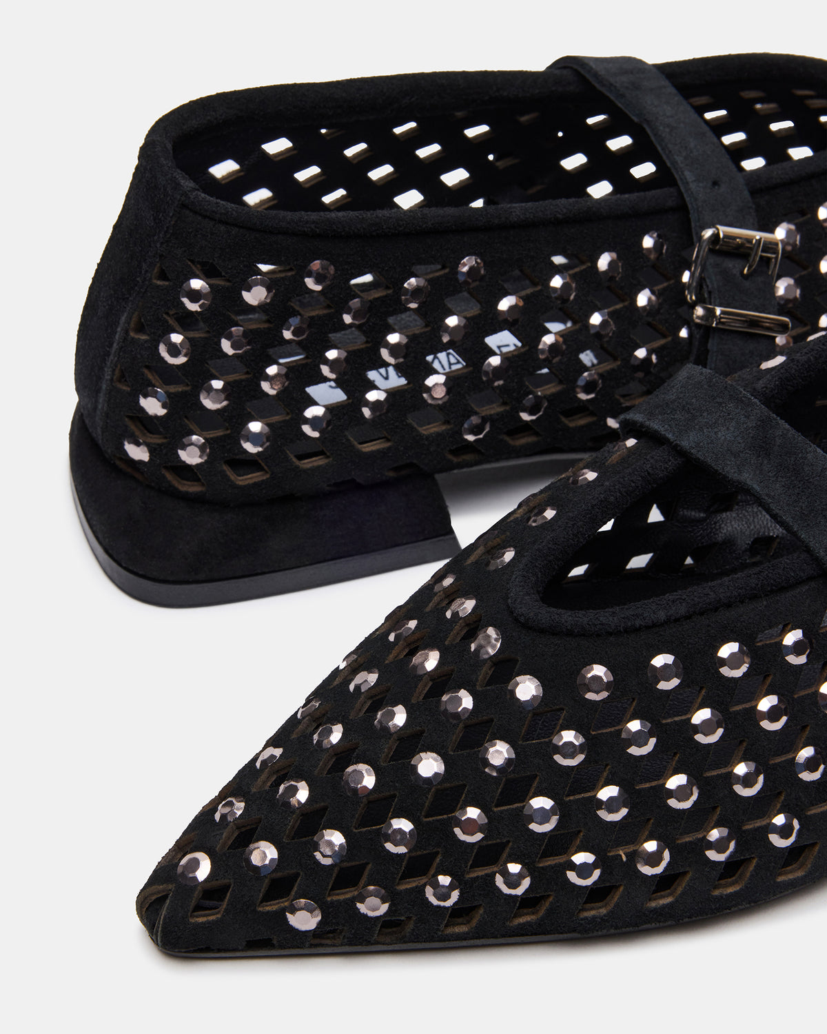 NICO Black Suede Women's Pointed-Toe Mary Jane Flat | Steve Madden