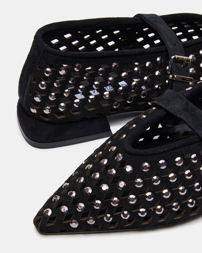 NICO Black Suede Women's Pointed-Toe Mary Jane Flat | Steve Madden