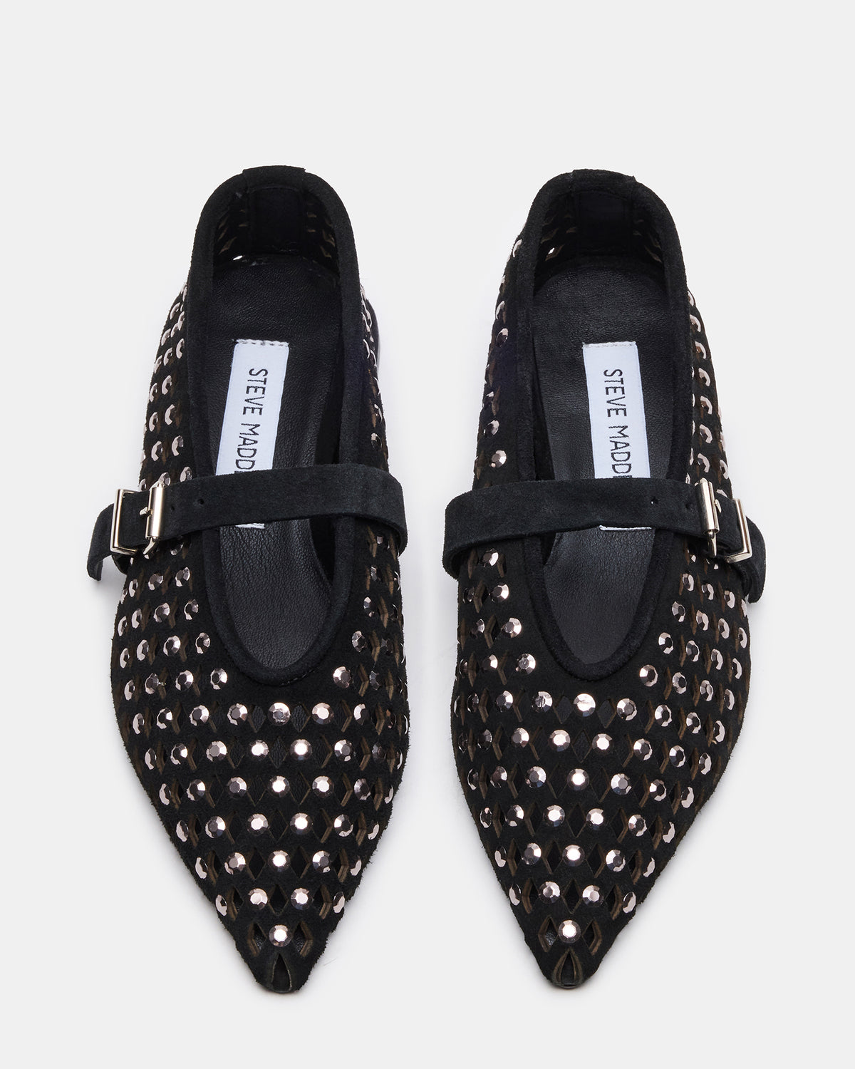 NICO Black Suede Women's Pointed-Toe Mary Jane Flat | Steve Madden