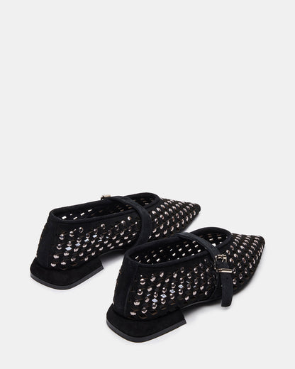 NICO Black Suede Women's Pointed-Toe Mary Jane Flat | Steve Madden