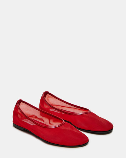 MEADOW Red Mesh Women's Ballet Flats | Steve Madden