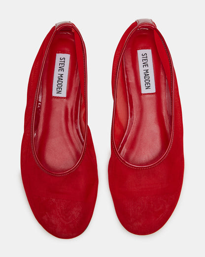 MEADOW Red Mesh Women's Ballet Flats | Steve Madden
