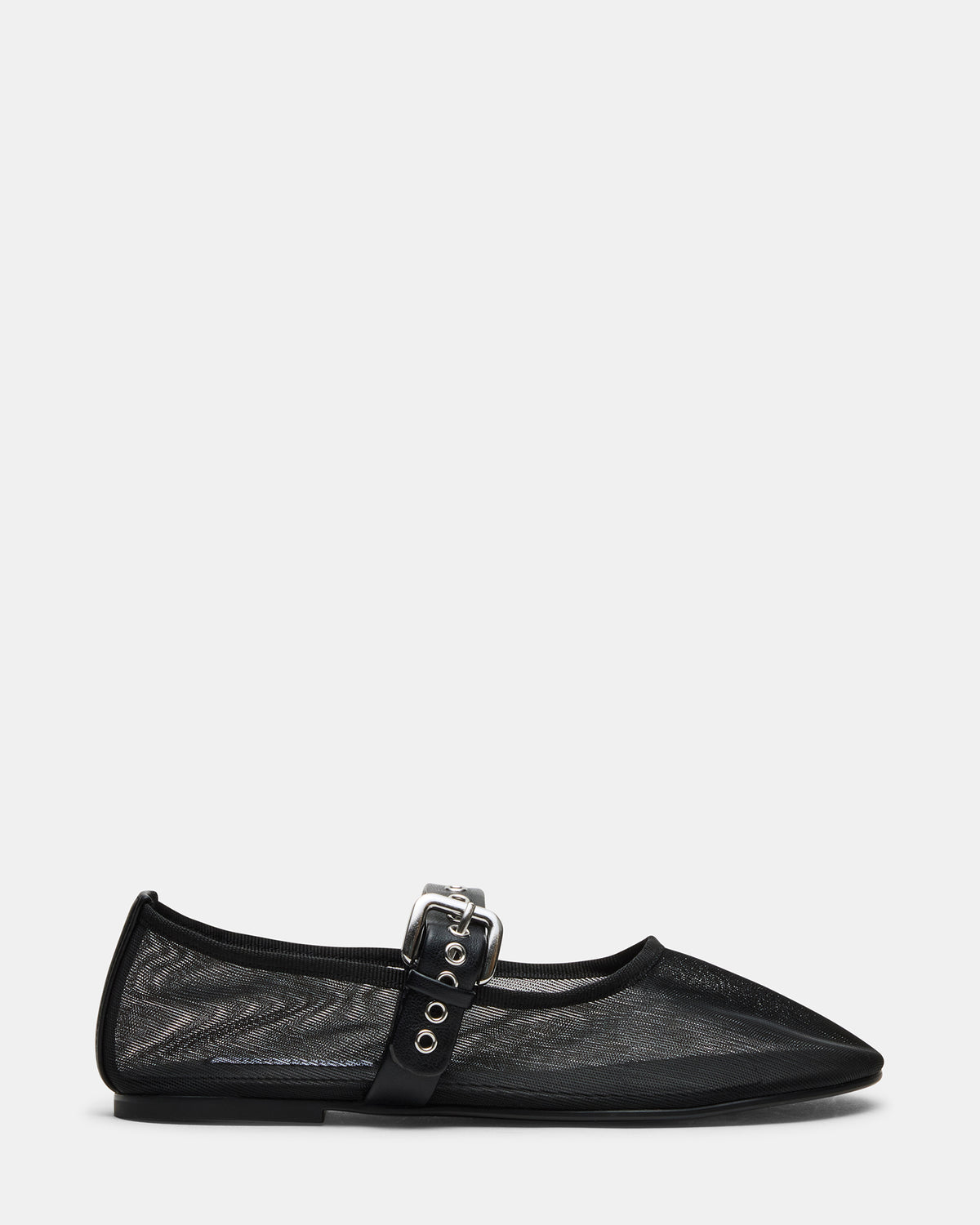 MITSY Black/Black Mary Jane Mesh Ballet Women's Flat | Steve Madden