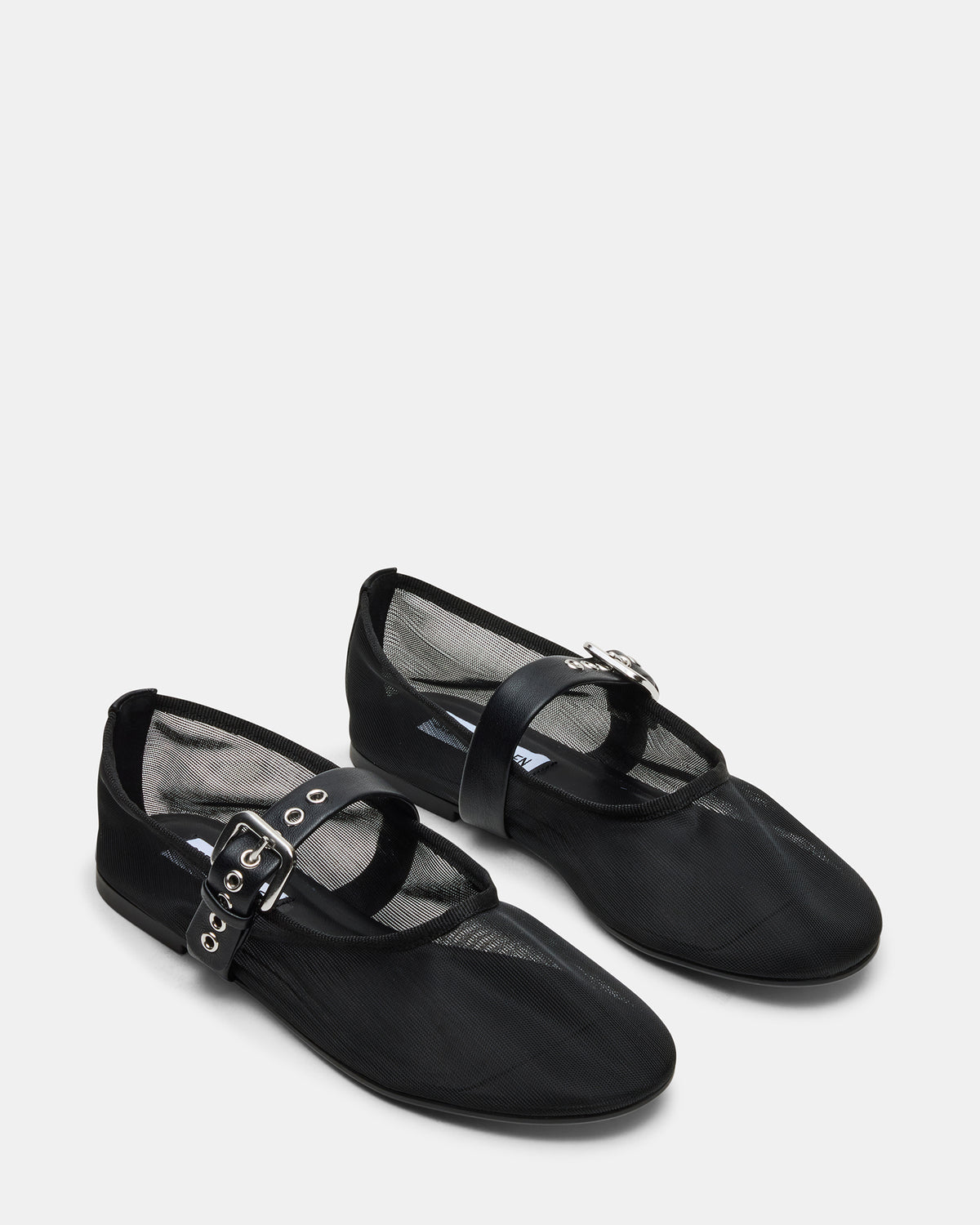 MITSY Black/Black Mary Jane Mesh Ballet Women's Flat | Steve Madden