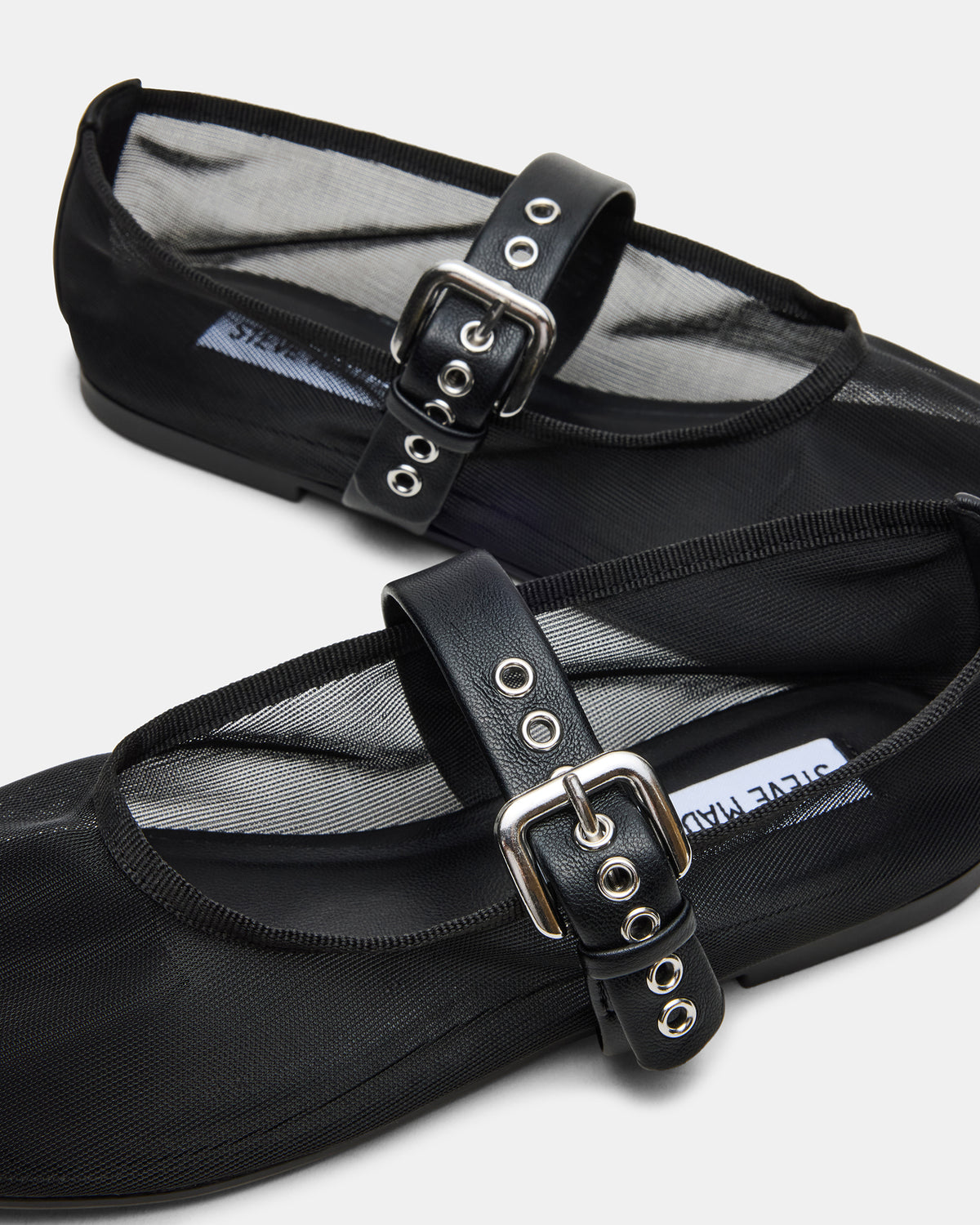 MITSY Black/Black Mary Jane Mesh Ballet Women's Flat | Steve Madden