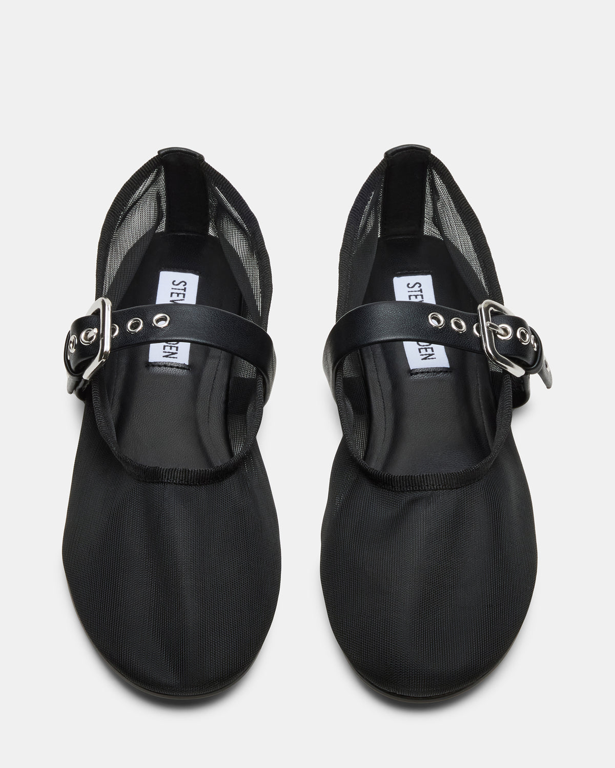 MITSY Black/Black Mary Jane Mesh Ballet Women's Flat | Steve Madden
