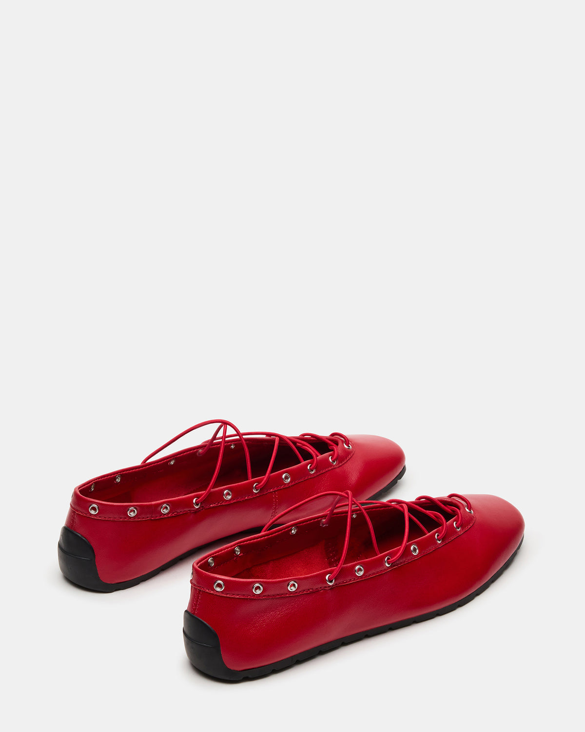 POINTE Red Leather Women's Ballet Square-Toe Flat | Steve Madden