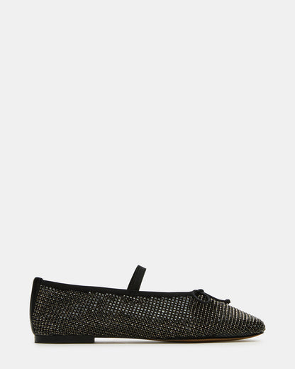 DELARA Rhinestones Black Multi Mary Jane Ballet Women's Flat | Steve Madden