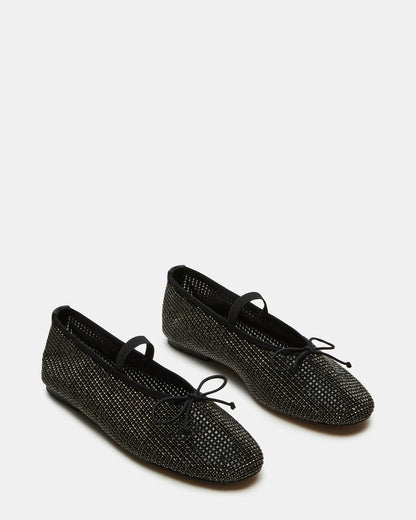 DELARA Rhinestones Black Multi Mary Jane Ballet Women's Flat | Steve Madden