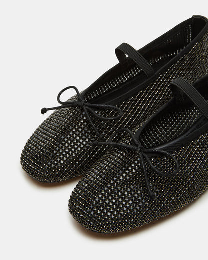 DELARA Rhinestones Black Multi Mary Jane Ballet Women's Flat | Steve Madden