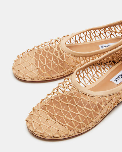 AMBROSIA Tan Women's Net Caged Ballet Flat | Steve Madden