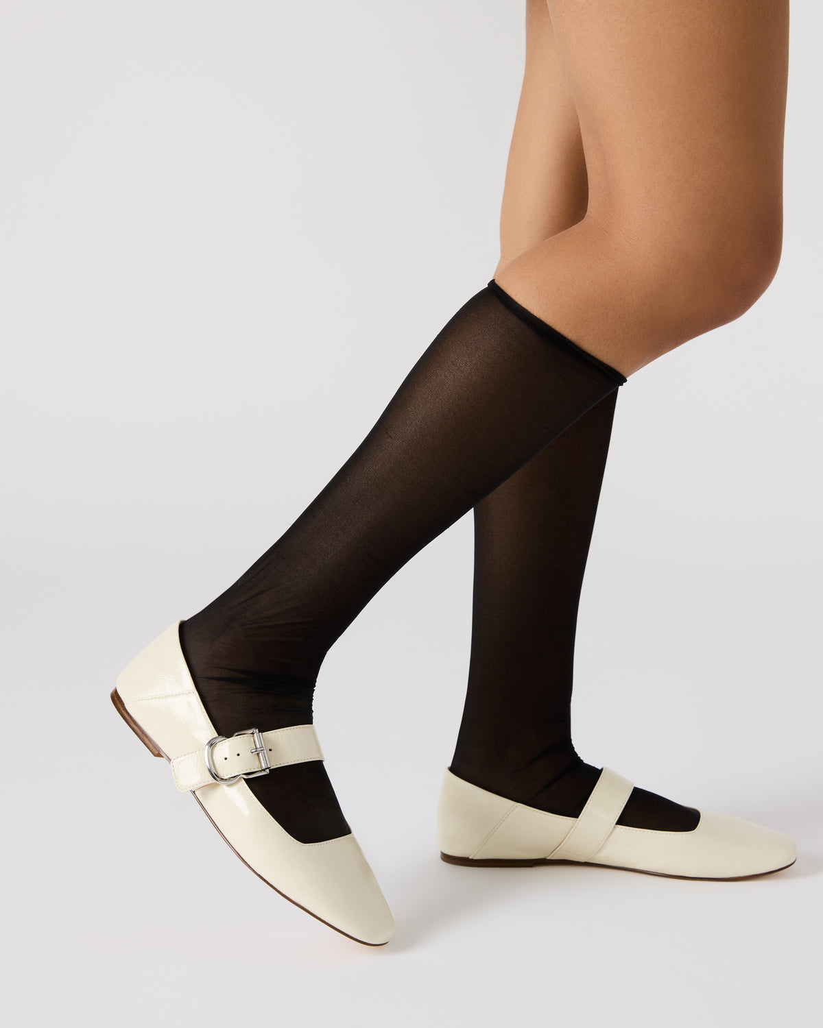 JENNI Bone Leather Women's Square-Toe Mary Jane Ballet Flat | Steve Madden
