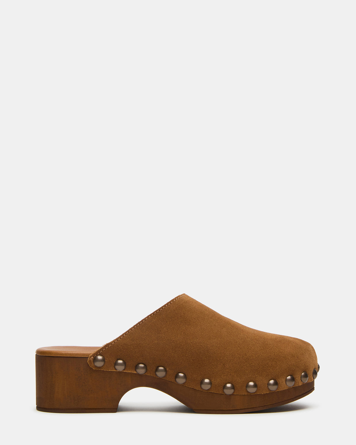 DANVER Chestnut Suede Studded Slip-On Mule Clog Women's Flat | Steve Madden