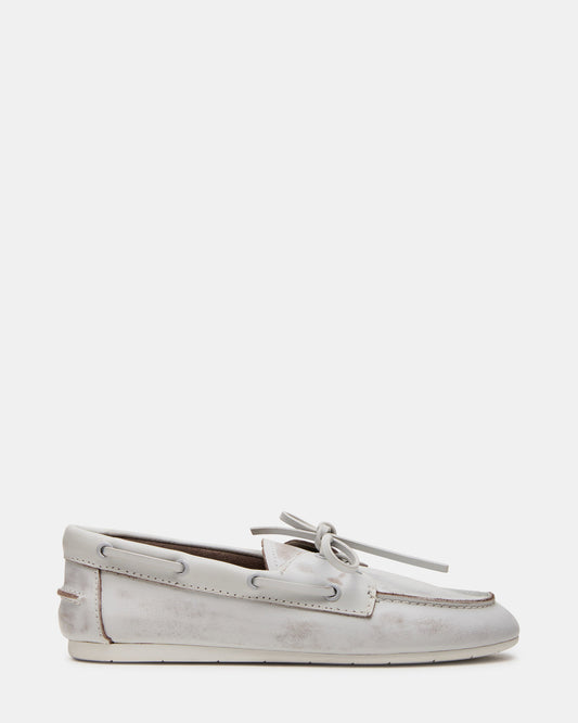 SAG White Leather Women's Boat Shoe | Steve Madden