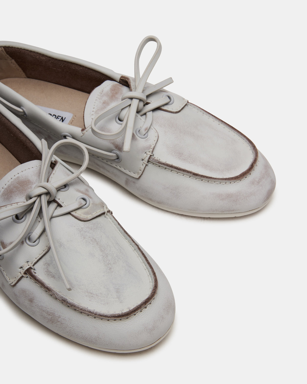 SAG White Leather Women's Boat Shoe | Steve Madden