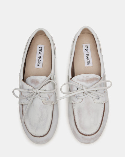 SAG White Leather Women's Boat Shoe | Steve Madden