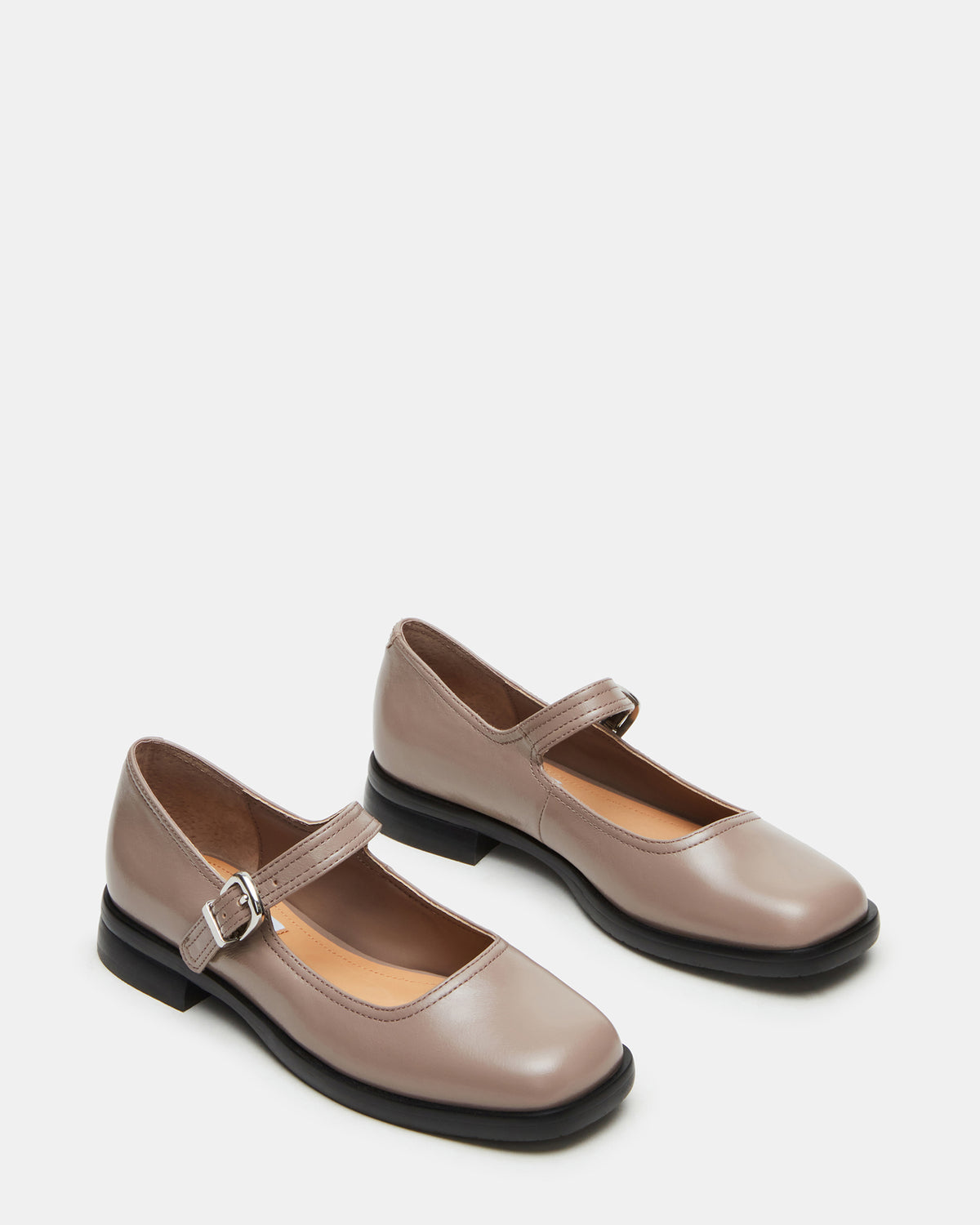 DELANCY Taupe Leather Women's Mary Jane Flats | Steve Madden