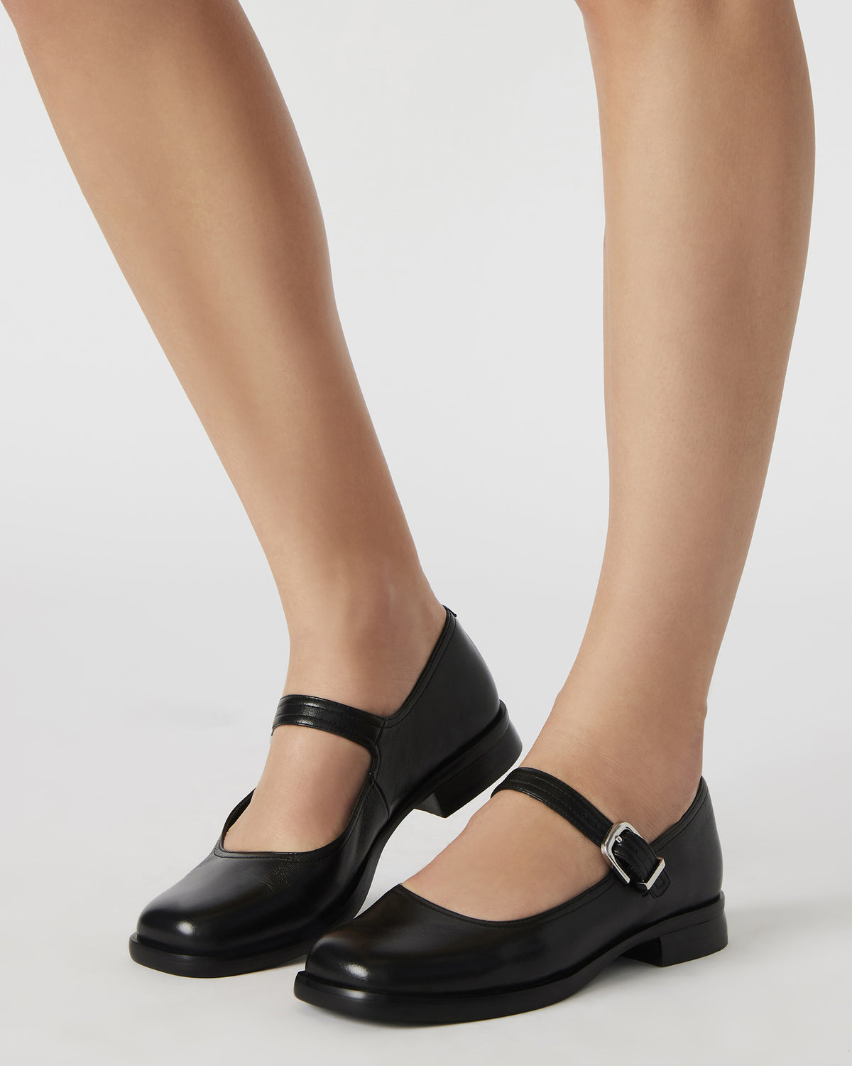 DELANCY Taupe Leather Women's Mary Jane Flats | Steve Madden