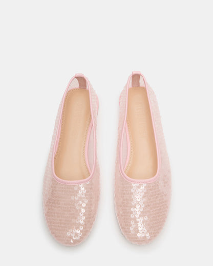 GARCELLE Pink Sequin Women's Ballet Flats | Steve Madden