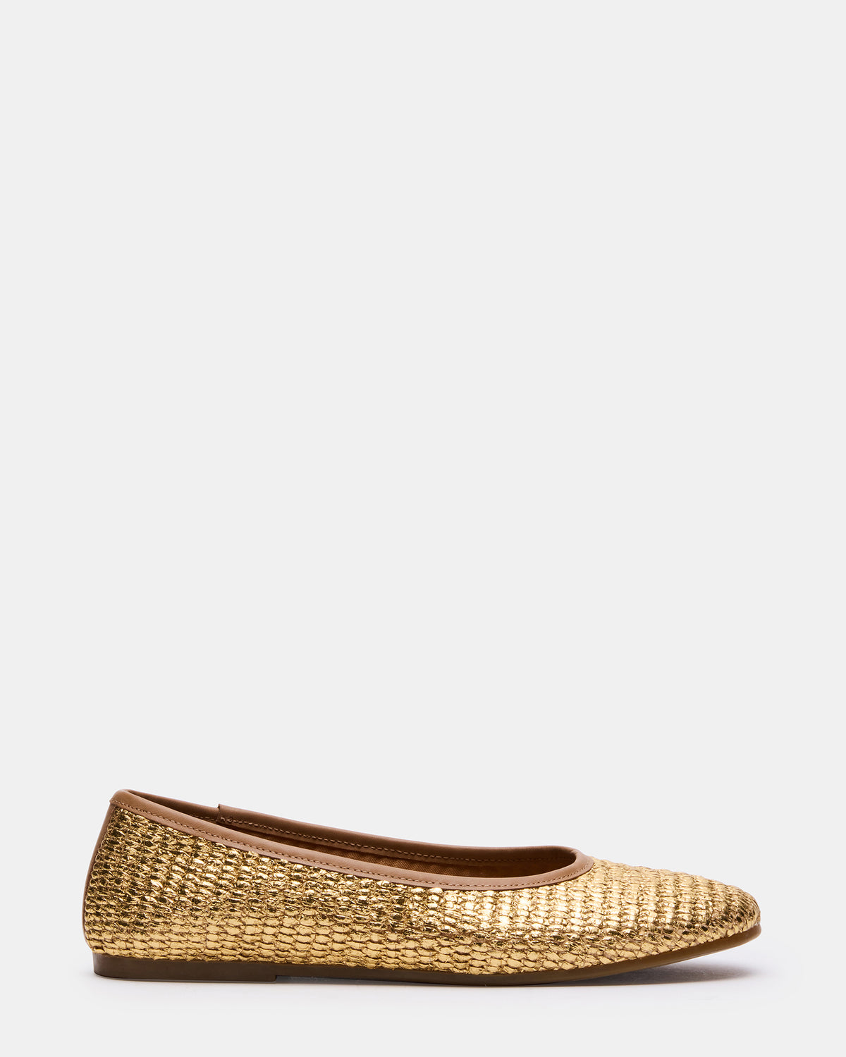MERLOT Gold Raffia Ballet Women's Flat | Steve Madden