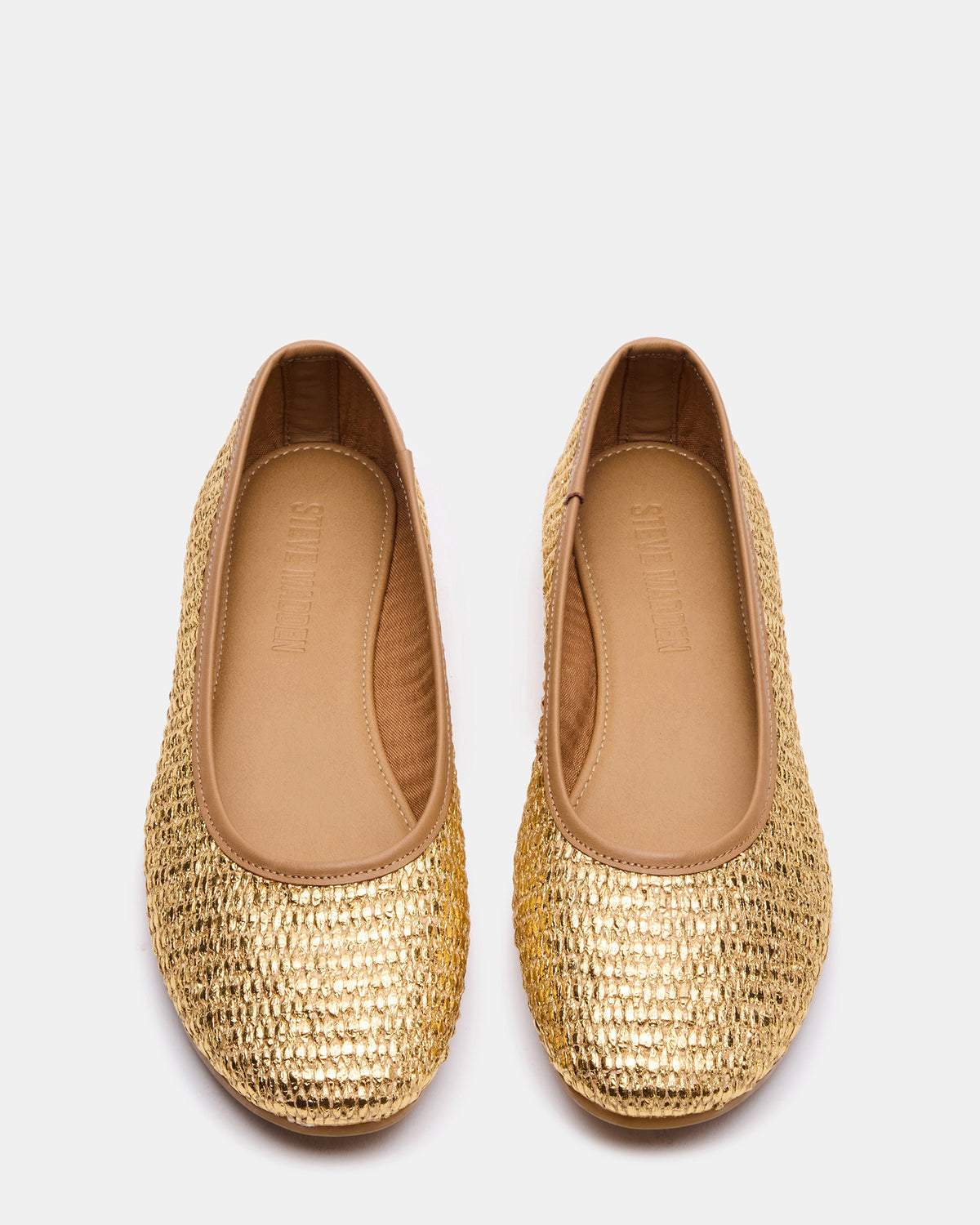 MERLOT Gold Raffia Ballet Women's Flat | Steve Madden