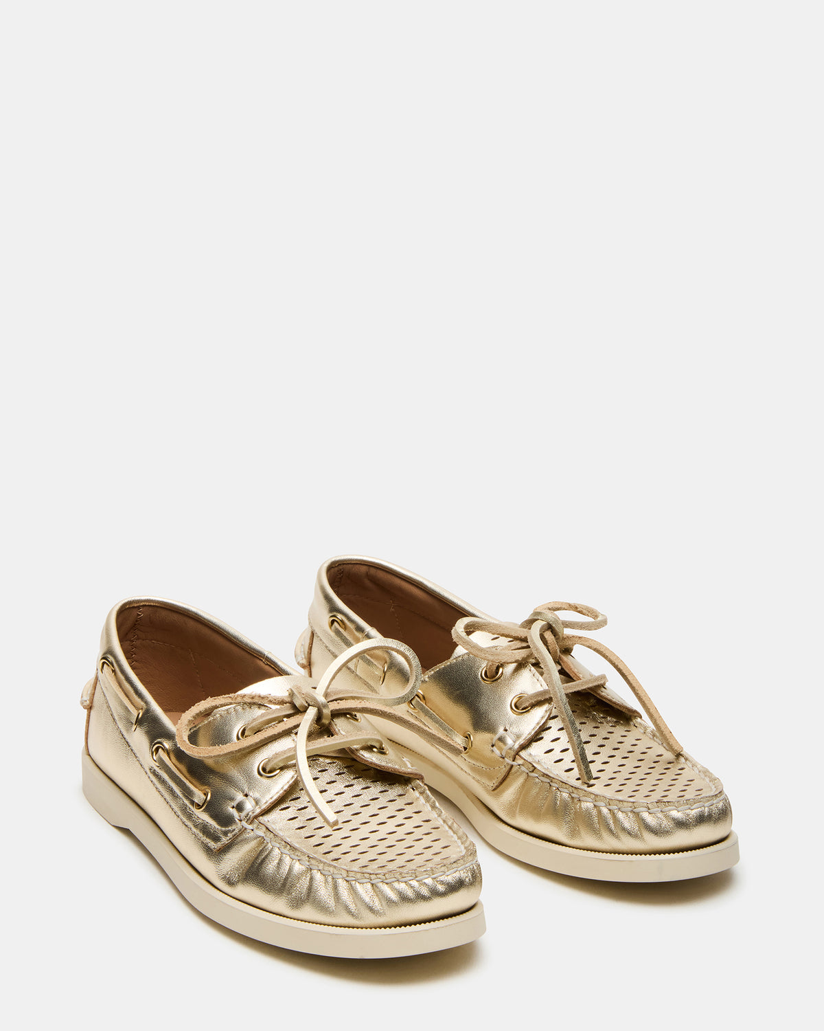 SAIL Gold Leather Flat Loafer | Women's Loafers | Steve Madden