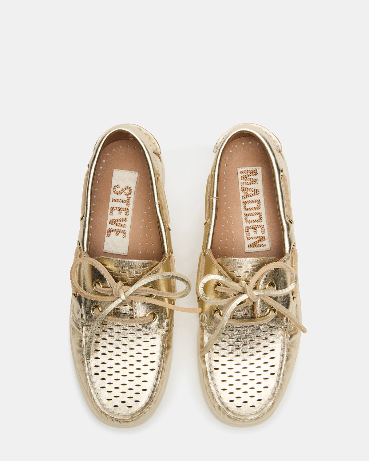 SAIL Gold Leather Flat Loafer | Women's Loafers | Steve Madden