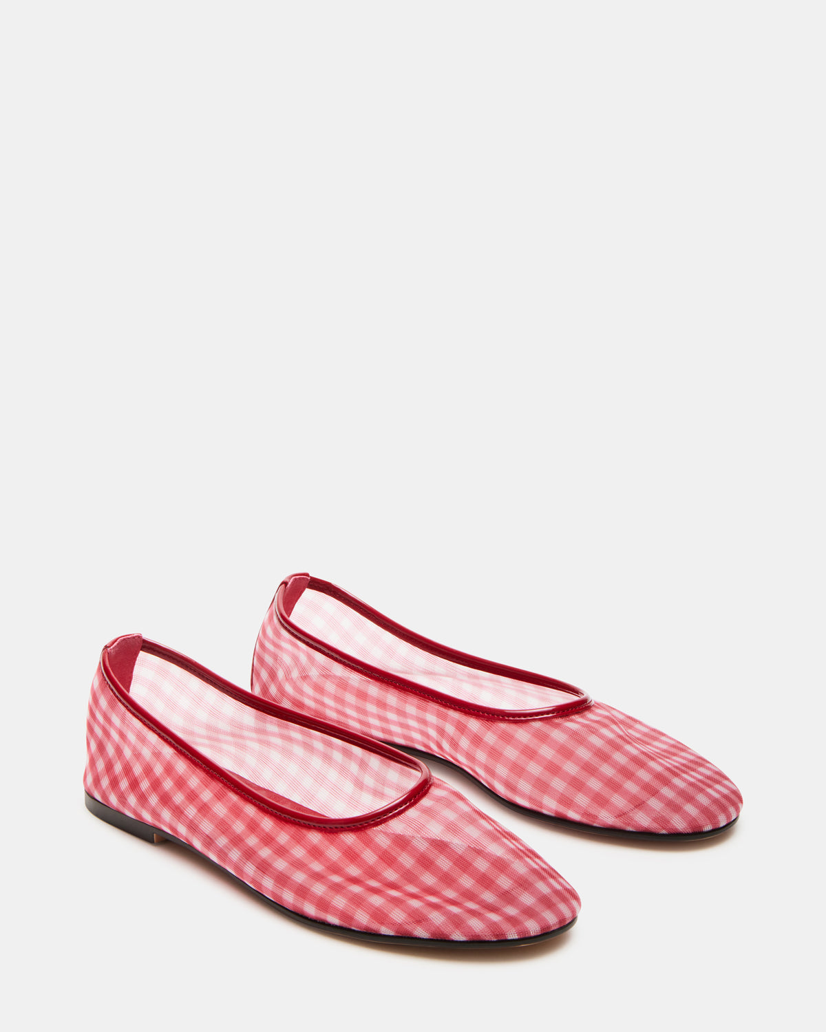 MEADOW Red Gingham Mesh Women's Ballet Flats | Steve Madden