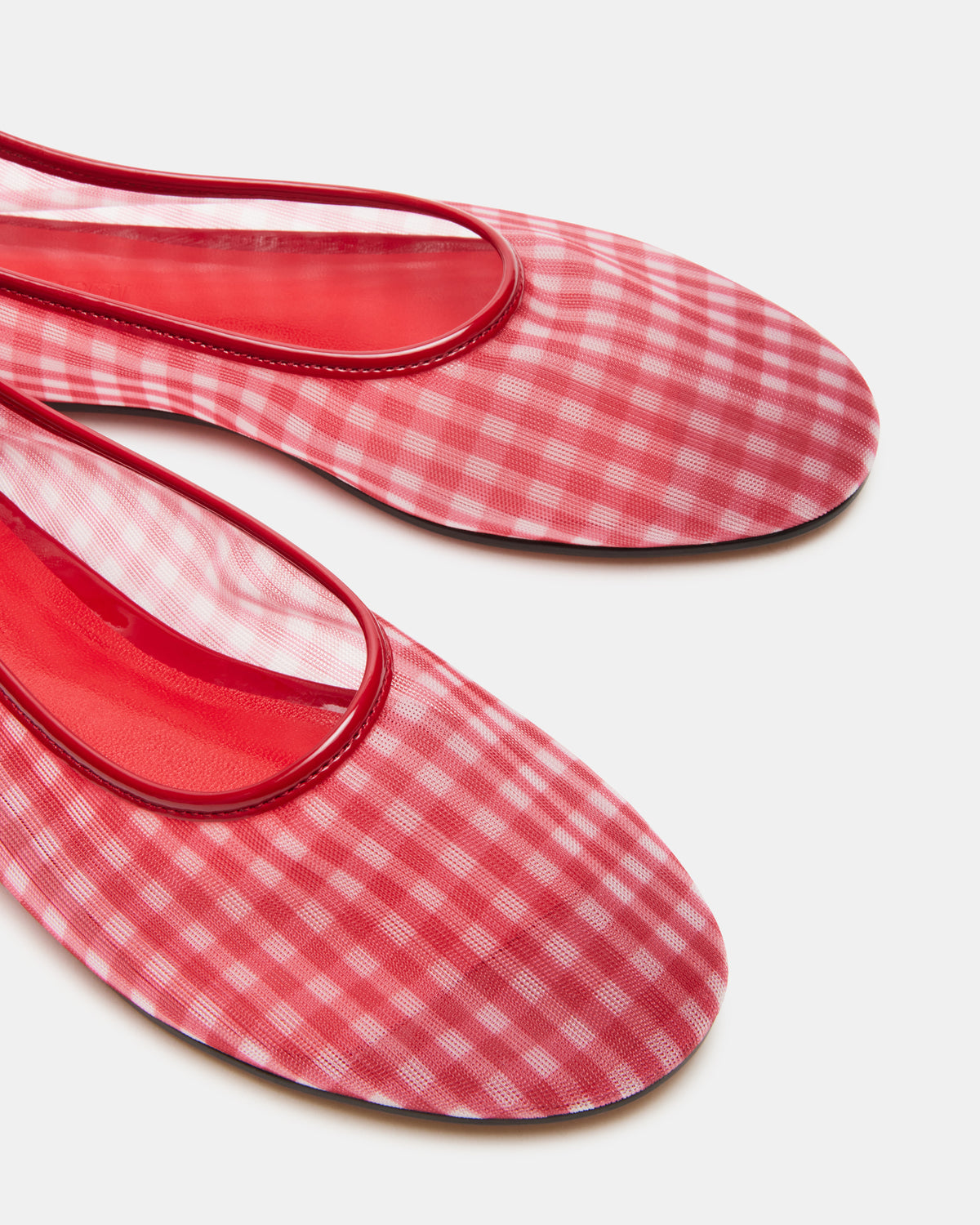 MEADOW Red Gingham Mesh Women's Ballet Flats | Steve Madden