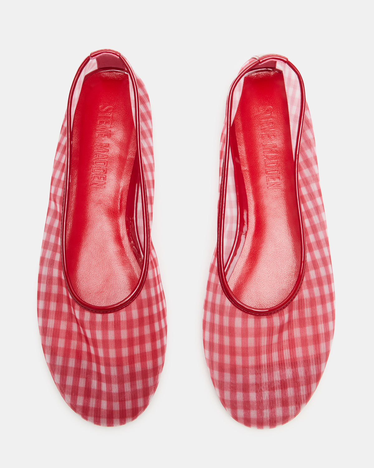 MEADOW Red Gingham Mesh Women's Ballet Flats | Steve Madden
