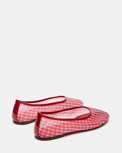 MEADOW Red Gingham Mesh Women's Ballet Flats | Steve Madden