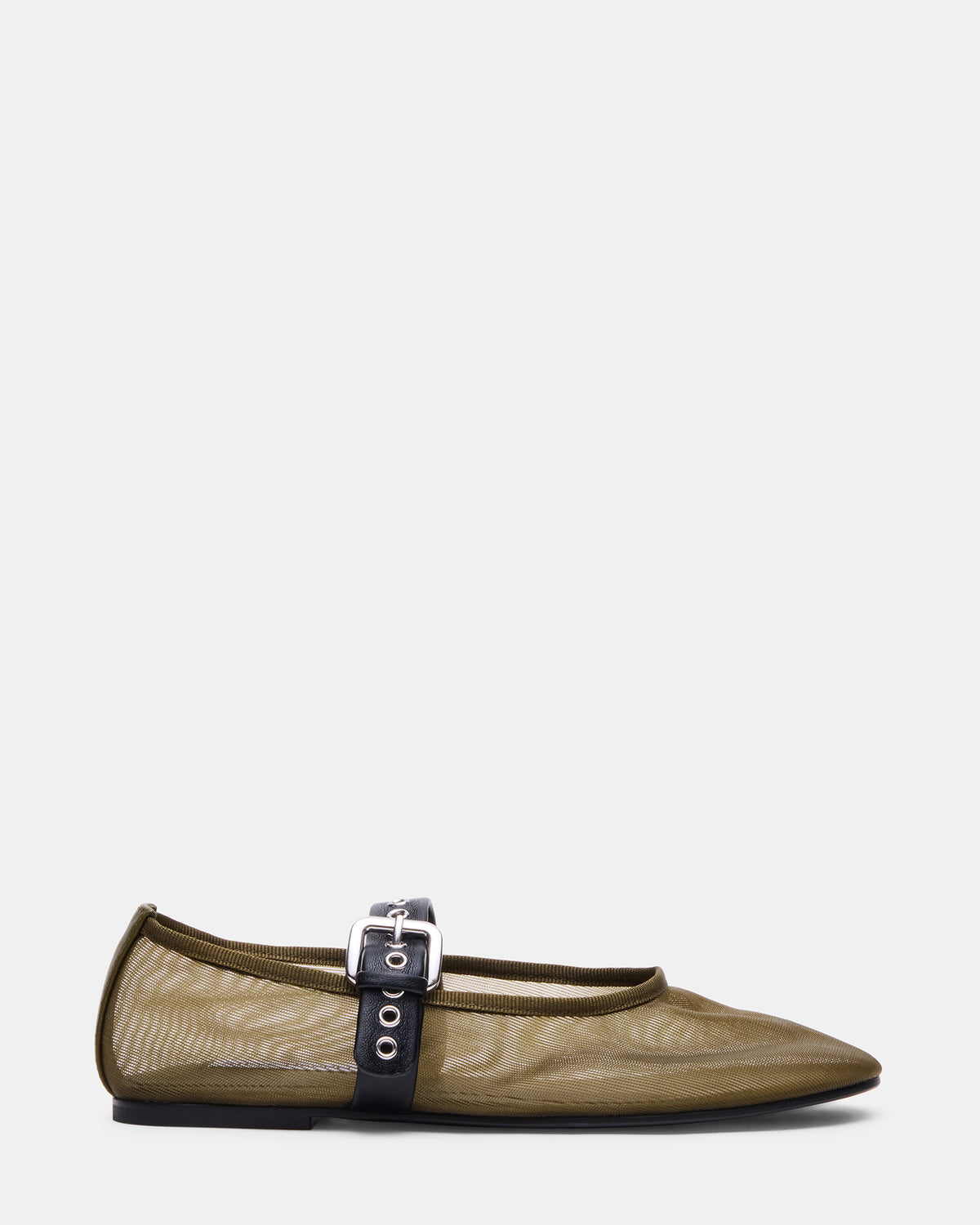 MITSY Olive/Black Mary Jane Mesh Ballet Women's Flat | Steve Madden