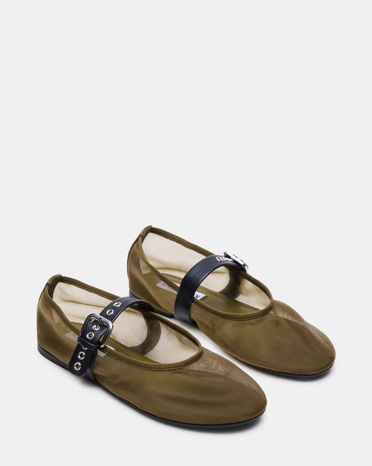 MITSY Olive/Black Mary Jane Mesh Ballet Women's Flat | Steve Madden