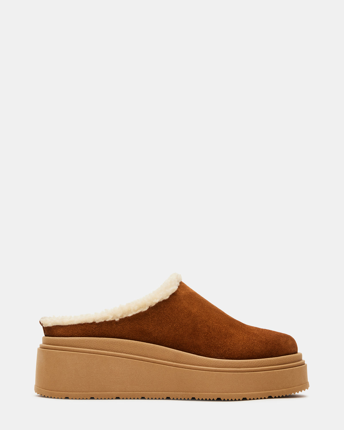 SMORES Tan Suede Faux Fur Slip-On | Women's Flats | Steve Madden