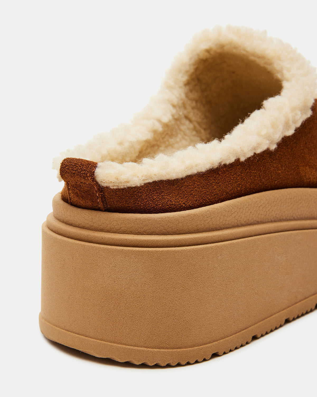 SMORES Tan Suede Faux Fur Slip-On | Women's Flats | Steve Madden
