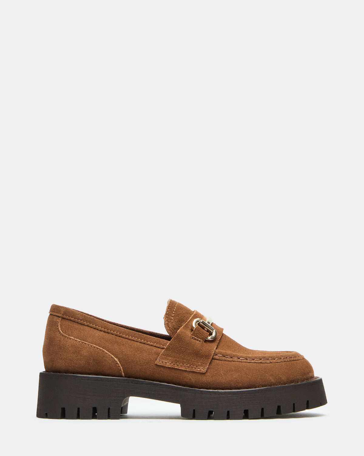 LANDO Cognac Suede Lug Women's Loafer | Steve Madden