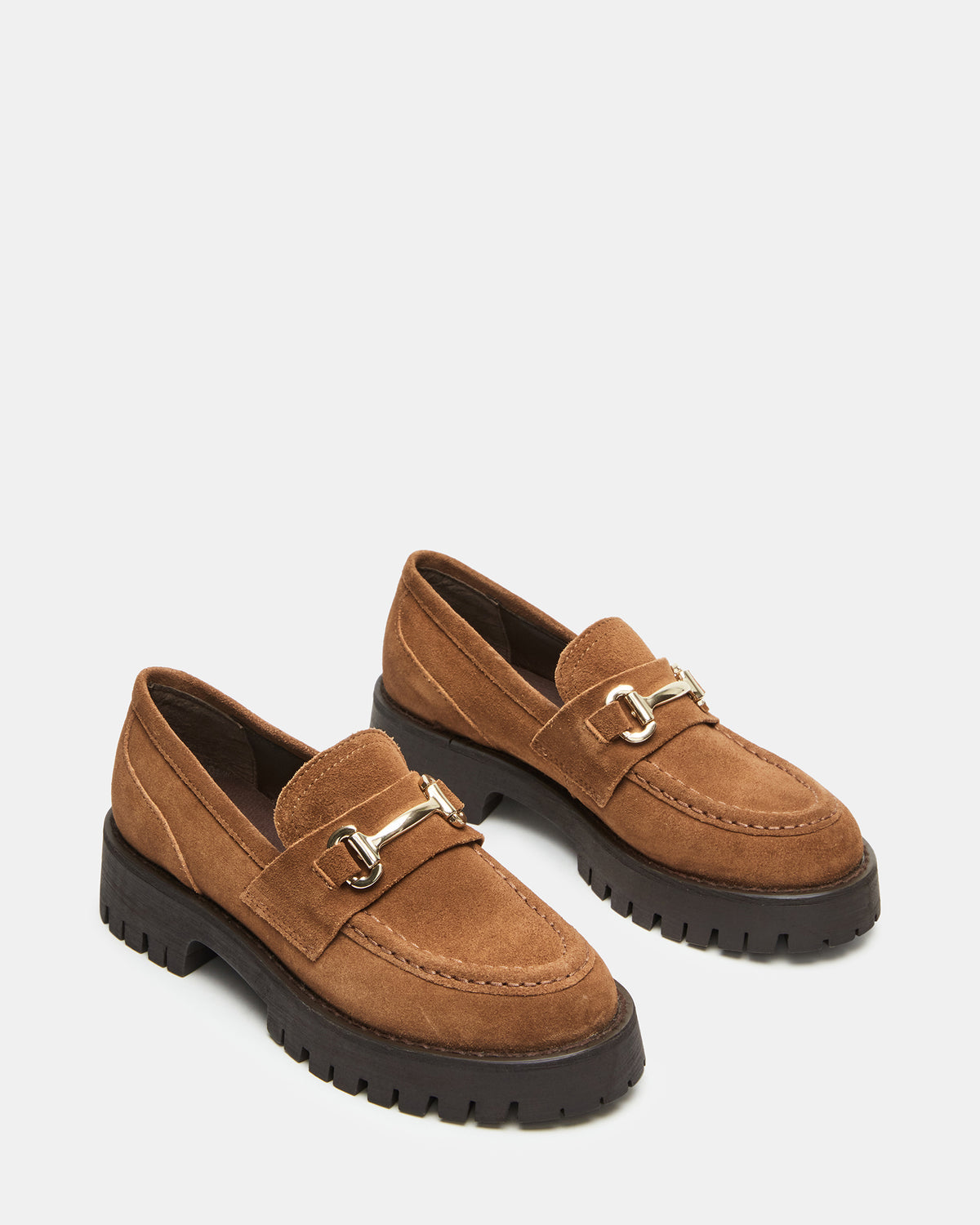LANDO Cognac Suede Lug Women's Loafer | Steve Madden