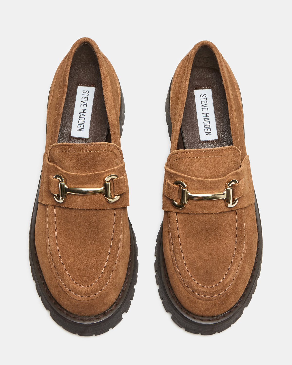 LANDO Cognac Suede Lug Women's Loafer | Steve Madden