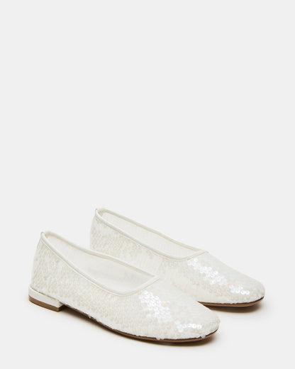 GARCELLE White Sequin Women's Ballet Flats | Steve Madden