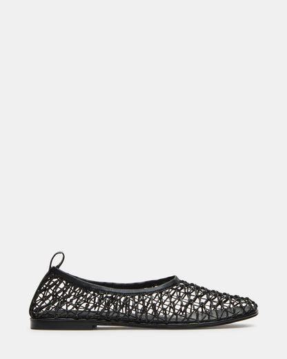 AMBROSIA Black Women's Net Caged Ballet Flat | Steve Madden